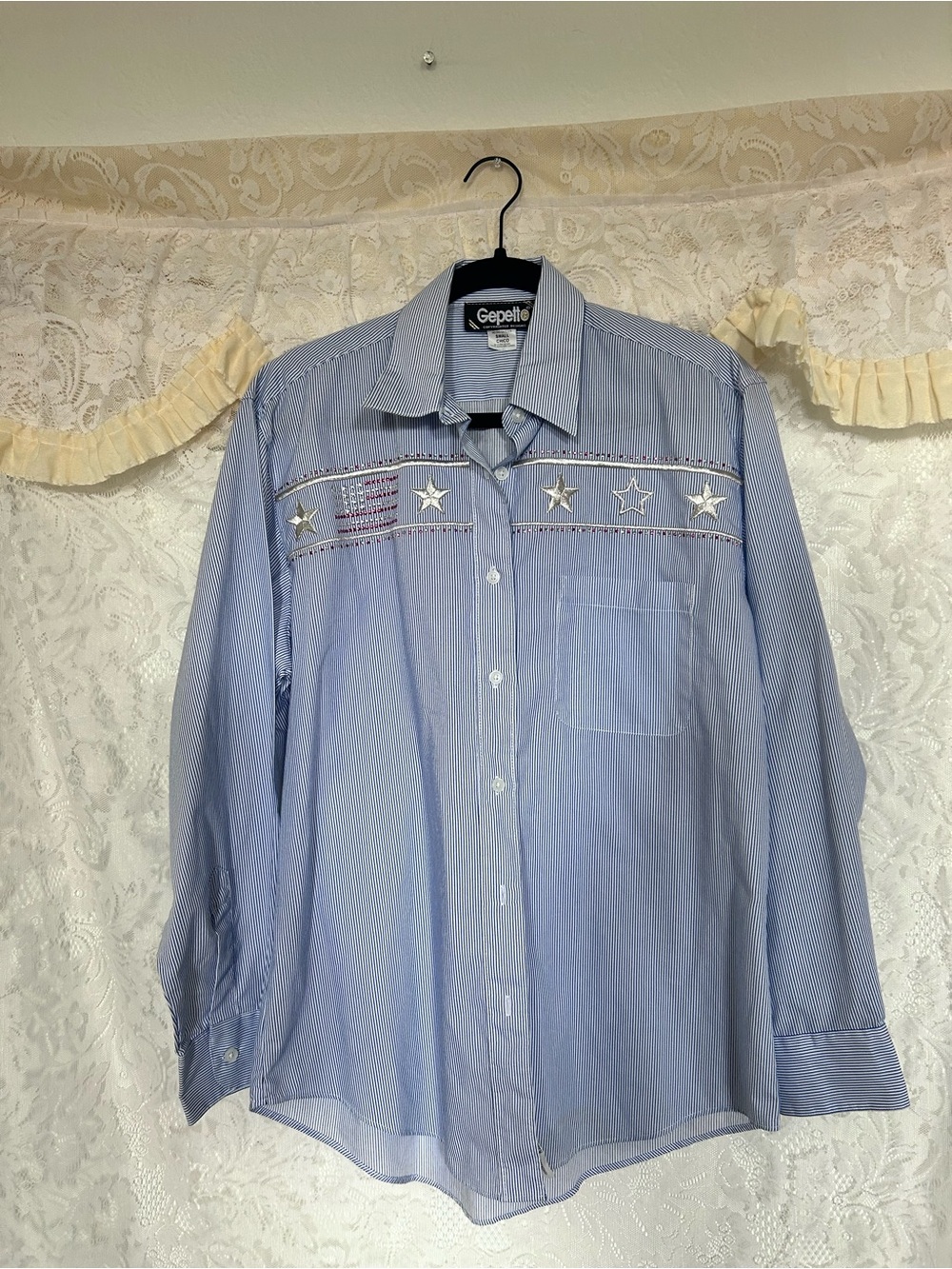 Vintage Gepetto Striped Button-Up Americana Patriotic shirt M